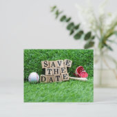 Baseball Save the Date mit Ball und Schläger auf G Postkarte (Stehend Vorderseite)