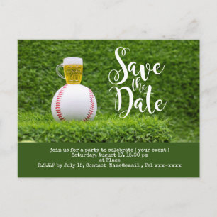 Baseball Save the Date mit Bierglas Postkarte
