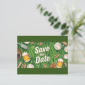 Baseball Save the Date mit Bierglas Postkarte (Stehend Vorderseite)