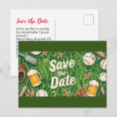 Baseball Save the Date mit Bierglas Postkarte (Vorne/Hinten)