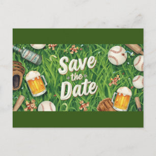 Baseball Save the Date mit Bierglas Postkarte