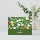 Baseball Save the Date mit Bierglas Postkarte (Stehend Vorderseite)