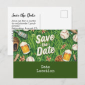 Baseball Save the Date mit Bierglas Postkarte (Vorne/Hinten)
