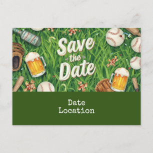 Baseball Save the Date mit Bierglas Postkarte