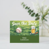 Baseball Save the Date mit Bierglas Postkarte (Stehend Vorderseite)