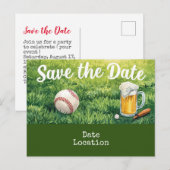 Baseball Save the Date mit Bierglas Postkarte (Vorne/Hinten)