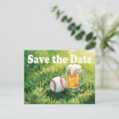 Baseball Save the Date mit Bierglas Postkarte (Stehend Vorderseite)