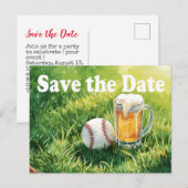 Baseball Save the Date mit Bierglas Postkarte (Vorne/Hinten)