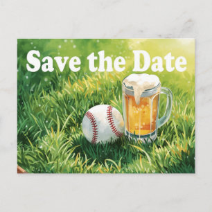 Baseball Save the Date mit Bierglas Postkarte