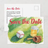Baseball Save the Date mit Bierglas Postkarte (Vorne/Hinten)