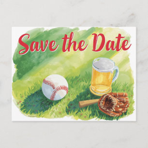 Baseball Save the Date mit Bierglas Postkarte