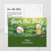 Baseball Save the Date mit Bierglas Postkarte (Vorne/Hinten)