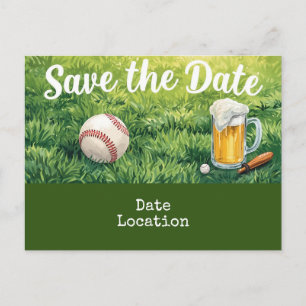Baseball Save the Date mit Bierglas Postkarte