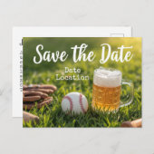 Baseball Save the Date mit Bierglas Postkarte (Vorne/Hinten)