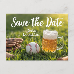 Baseball Save the Date mit Bierglas Postkarte