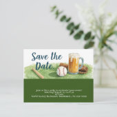 Baseball Save the Date mit Bierglas Postkarte (Stehend Vorderseite)
