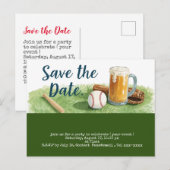 Baseball Save the Date mit Bierglas Postkarte (Vorne/Hinten)