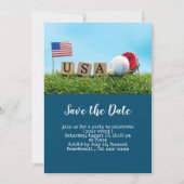 Baseball Save the Date mit der amerikanischen Flag Einladung (Vorderseite)