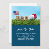 Baseball Save the Date mit der amerikanischen Flag Einladung (Vorne/Hinten)