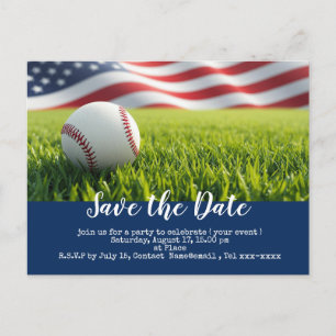 Baseball Save the Date mit der amerikanischen Flag Postkarte