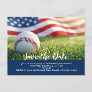 Baseball Save the Date mit der amerikanischen Flag Postkarte