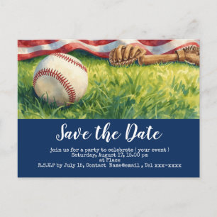 Baseball Save the Date mit der amerikanischen Flag Postkarte