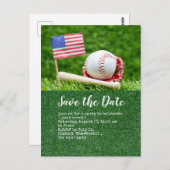 Baseball Save the Date mit der amerikanischen Flag Postkarte (Vorne/Hinten)