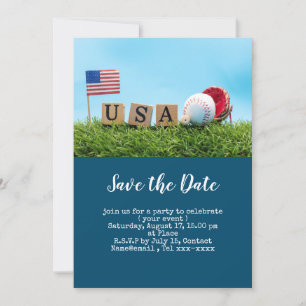 Baseball-Save-the-Date mit der Flagge Amerikas  Einladung