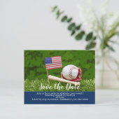 Baseball Save the Date mit der Flagge von America Postkarte (Stehend Vorderseite)