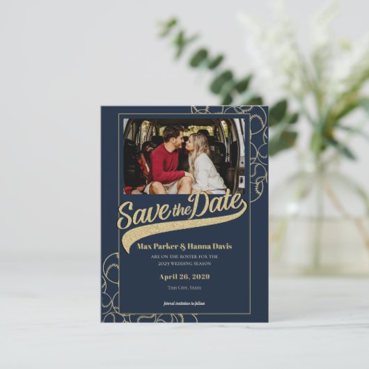 Baseball Save the Date mit Foto (Stehend Vorderseite)