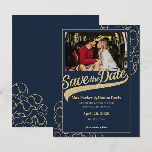 Baseball Save the Date mit Foto (Vorne/Hinten)