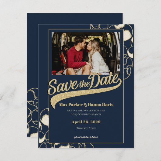 Baseball Save the Date mit Foto (Vorne/Hinten)