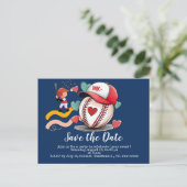 Baseball Save the Date mit Liebe Hochzeit Postkarte (Stehend Vorderseite)