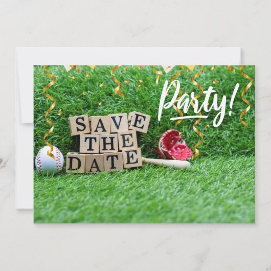 Baseball Save the Date Party Einladung (Vorderseite)