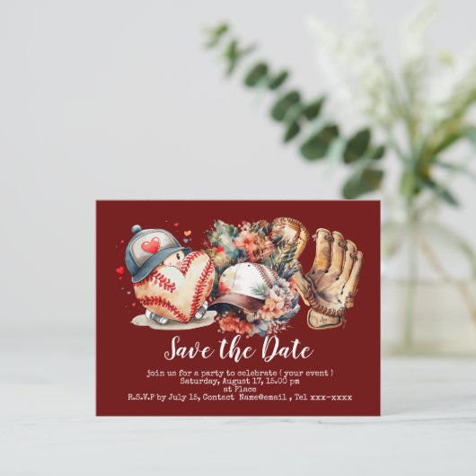 Baseball Save the Date Postkarte (Stehend Vorderseite)