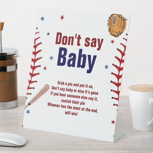 Baseball Say Baby Shower Game-Zeichen nicht Sockelschild (In Situ)