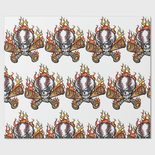 Baseball-Schädel Geschenkpapier (Flach)