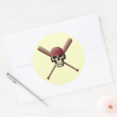 Baseball-Schädel und überkreuzte Fledermäuse Runder Aufkleber (Umschlag)