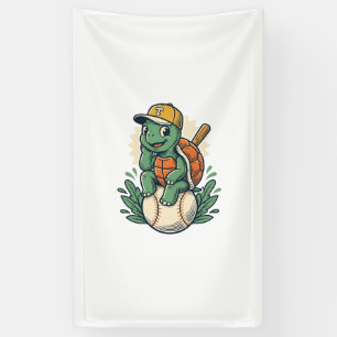 Baseball-Schildkröte Vintage-Gravur Grafikdesign_1 Banner