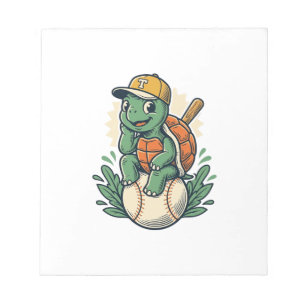Baseball-Schildkröte Vintage-Gravur Grafikdesign_1 Notizblock