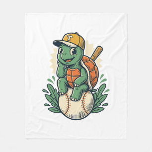 Baseball-Schildkröte Vintage-Stich Grafikdesign_1 Fleecedecke
