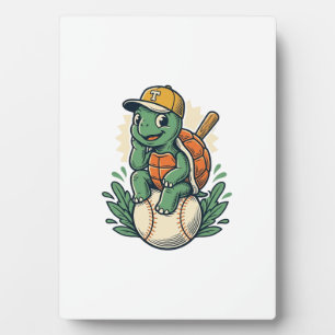 Baseball-Schildkröte Vintage-Stich Grafikdesign_1 Fotoplatte