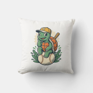 Baseball-Schildkröte Vintage-Stich Grafikdesign_1 Kissen