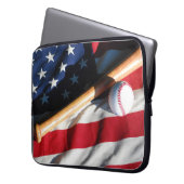 Baseball-, Schläger-und Flagge-Laptop-Hülse Laptopschutzhülle (Vorderseite Links)