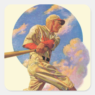 Baseball-Schlagmann Quadratischer Aufkleber