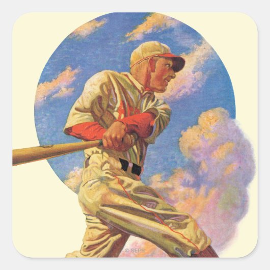 Baseball-Schlagmann Quadratischer Aufkleber (Vorderseite)