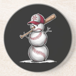 Baseball-Schneemann-Bälle Schnee Weihnachten Xmas- Getränkeuntersetzer