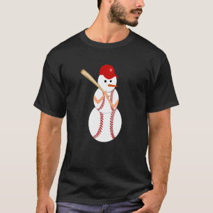 Baseball Schneemann Bälle Schnee Weihnachten Xmas T-Shirt