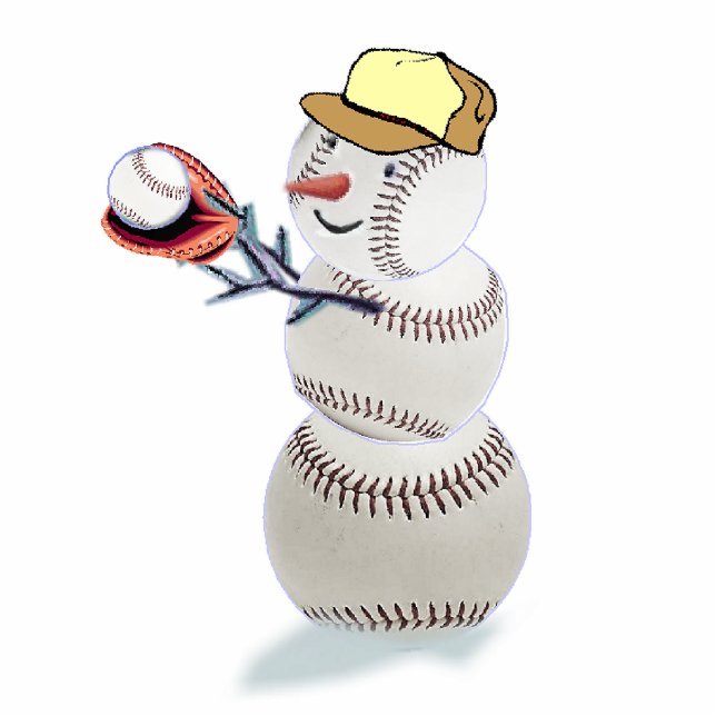 Baseball-Schneemann Fotoskulptur Ornament (Vorne)