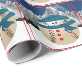 Baseball-Schneemann Geschenkpapier (Rolleneckpunkt)